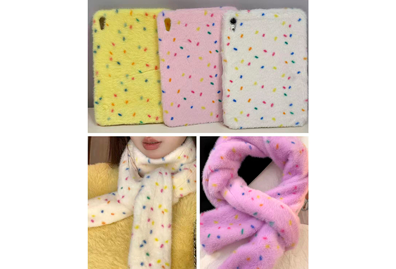 Renkli noktalı saf polyester suni vizon baskı Renkli noktalı saf polyester suni vizon baskı